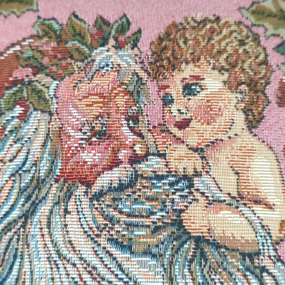 Christmas Tapestry Throw Pillow - Santa with Angel Baby 13